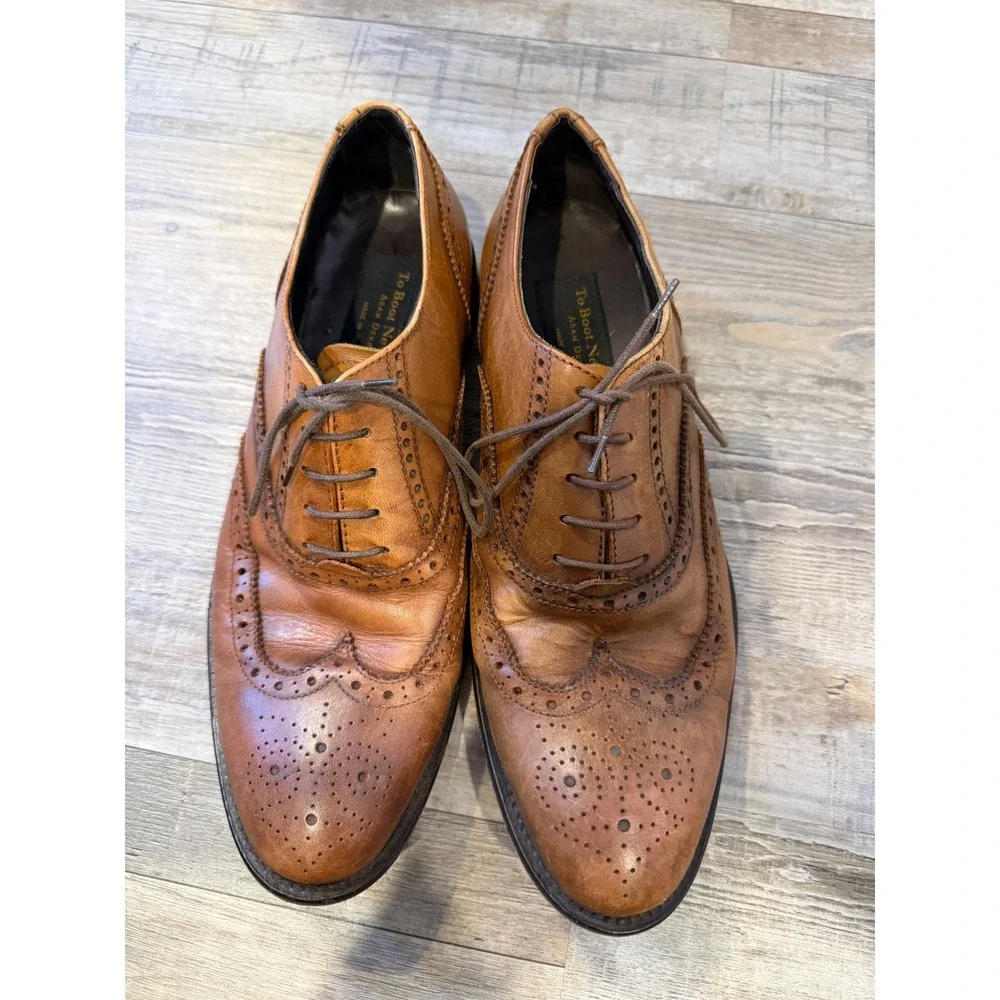 To Boot New York Mens Wingtip Oxford Brogue Italian Leather Tan Size 9